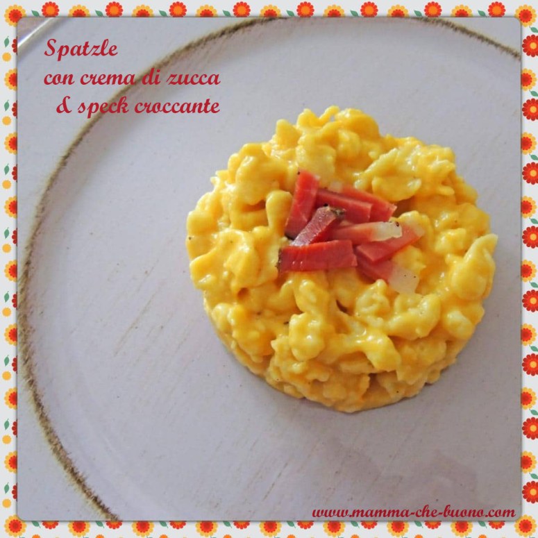 spatzle con crema di zucca in cornice