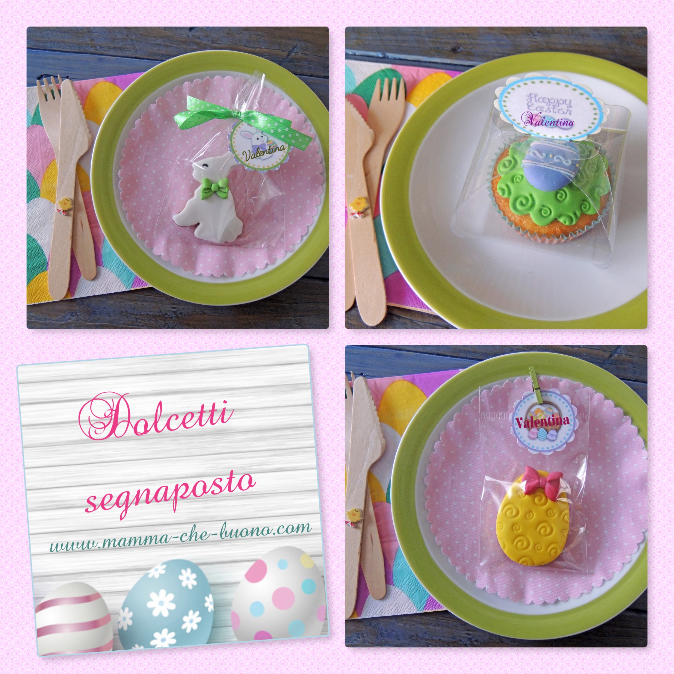 dolcetti segnaposto per la tavola di pasqua