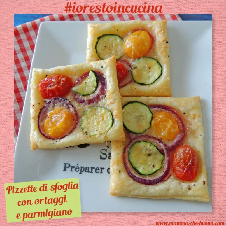 pizzette di sfoglia con ortaggi e parmigiano